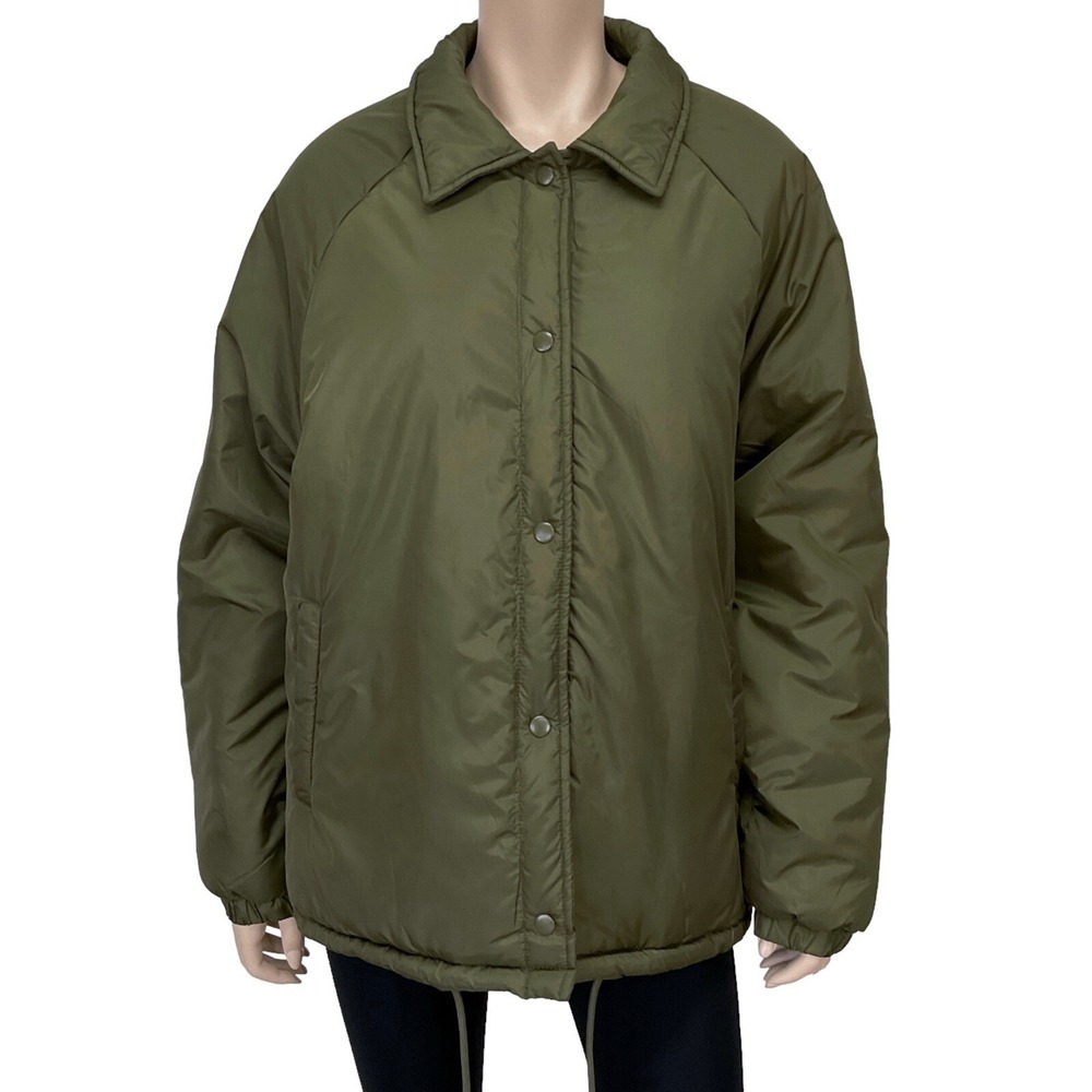Mila & Tiff Jacket Women XL Green Windbreaker Lightweight Snap Down NWT